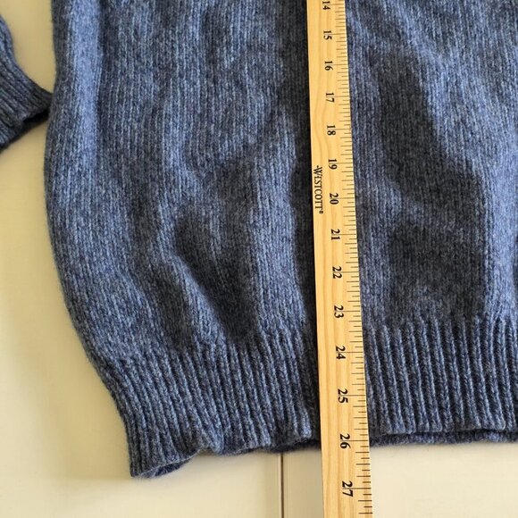 Massimo Dutti Sweater Men XL Heathered Blue LS Crewneck Wool Blend Academia FLAW - Picture 8 of 16
